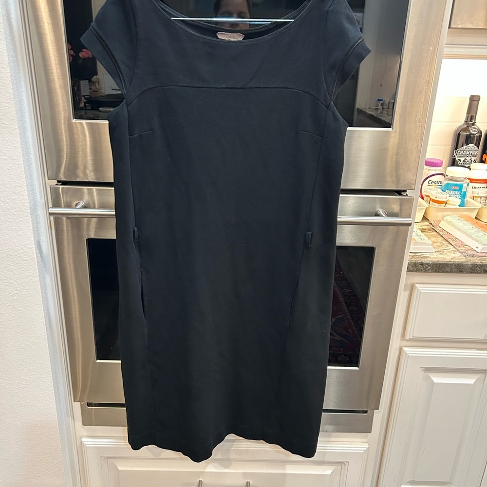 Schumacher  Black Midi Dress size L missing belt has stains Old money